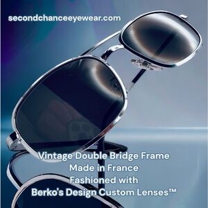 Vintage DEADSTOCK-XL Metal Double Bridge Frame-NEW Berko’s Designs Lenses 58-20